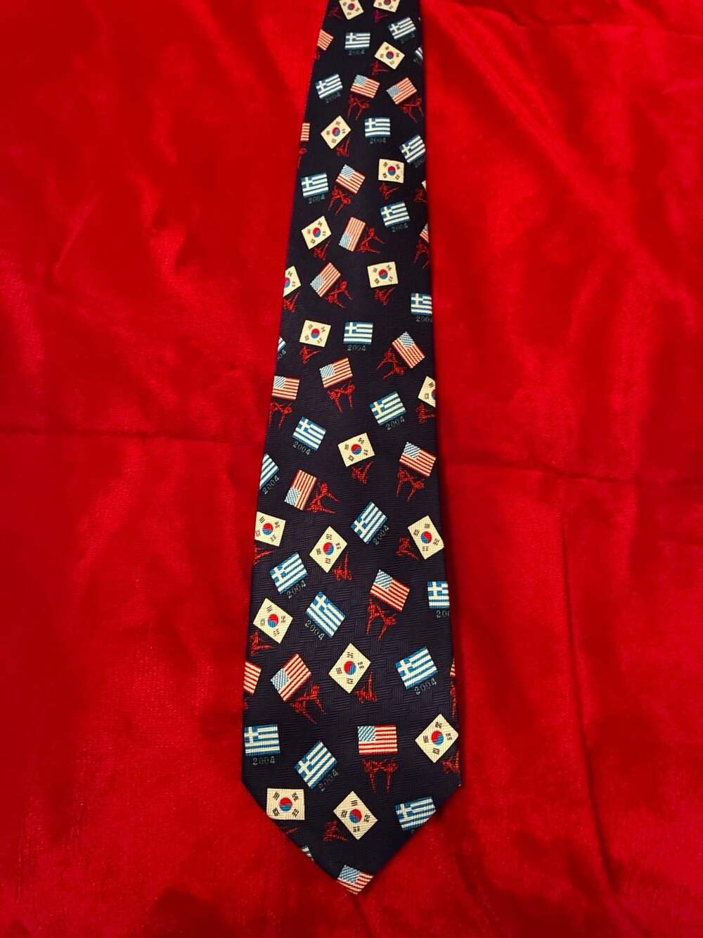 Dynamics 2004 Athens Olympics Taekwondo Silk Feel Necktie Flags A431